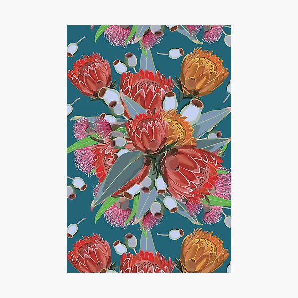 Item preview, Protea & Eucalyptus Bush - Summer Blue Colour Palette designed and sold by Sketchbook Designs.