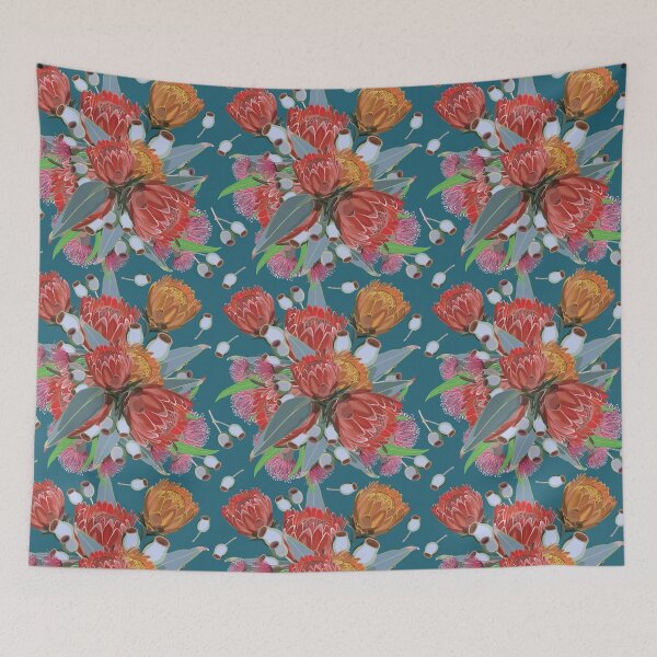 Item preview, Protea & Eucalyptus Bush - Summer Blue Colour Palette designed and sold by Sketchbook Designs.