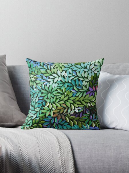 Vista previa del artículo con la obra «Arte aborigen australiano con hojas medicinales de color turquesa y verde», diseñado y vendido por GhostGumDesigns.