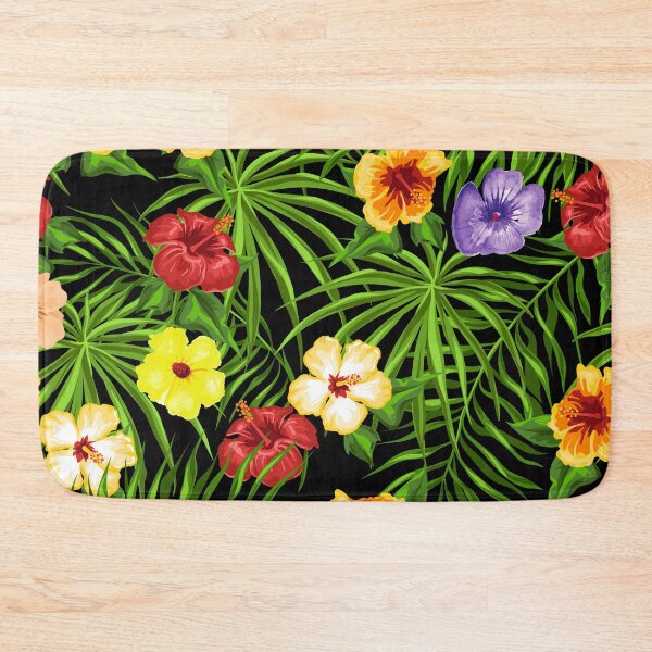 Item preview, Beautiful Exotic Jungle Palm Leaves with Vibrant Hibiscus Flowers designed and sold by DaughterofYah.