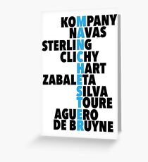 Manchester City spelt using player names Greeting Card