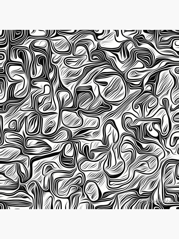 "Waves of life 14invert black and white pattern digital drawing