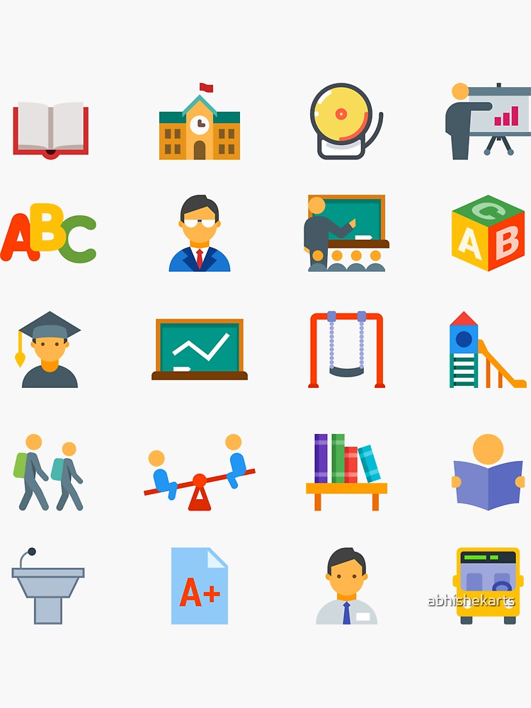 school-or-college-life-icons-pack-sticker-for-sale-by-abhishekarts