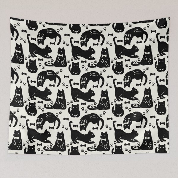 Item preview, Black Kitty Bow Tie Pattern designed and sold by AshHamilton.