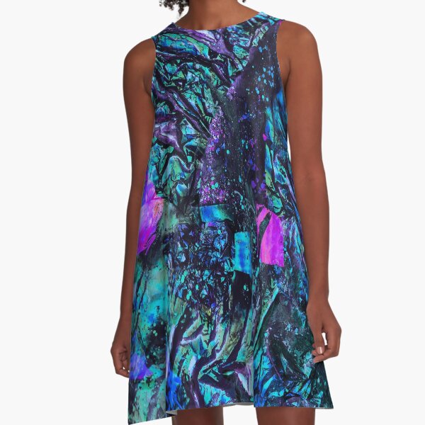 Peacock Iridescent A-Line Dress