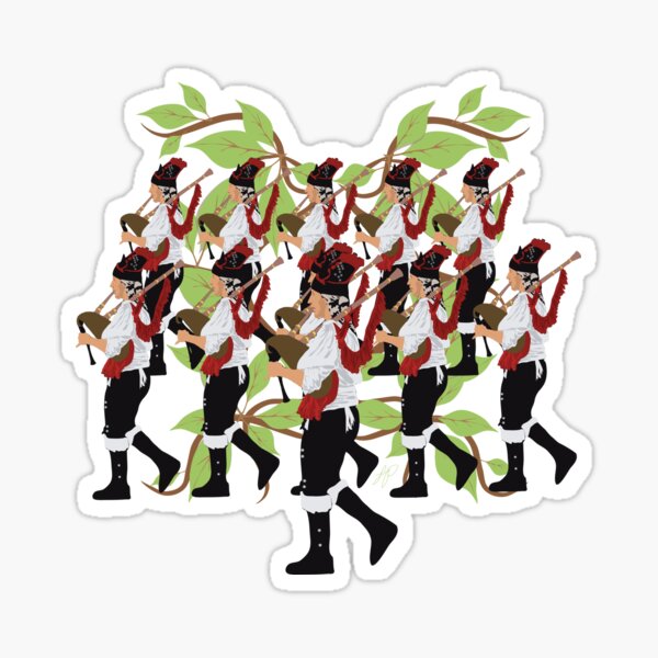 12 Days of Christmas: Eleven Pipers Piping Sticker