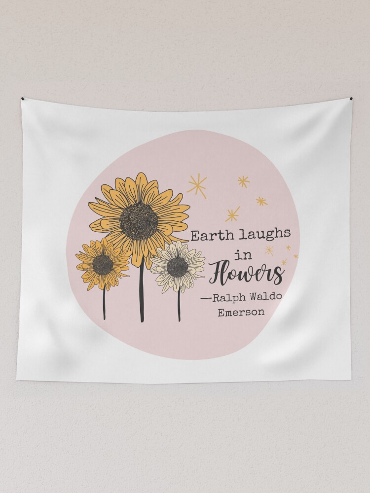 Thumbnail 2 of 3, Tapestry, Copy of Earth Laughs in Flowers, Ralph Waldo Emerson designed and sold by Dollfacedesign.