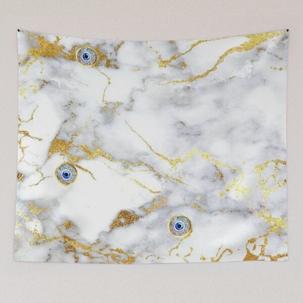 Item preview, Mati Evil Eye White Grey Gold Marble  designed and sold by Yiorgos Designs.