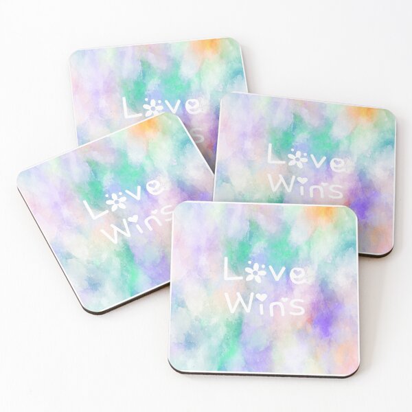 Item preview, Love Wins Rainbow Watercolor Square Hippie Text designed and sold by everything4eva.