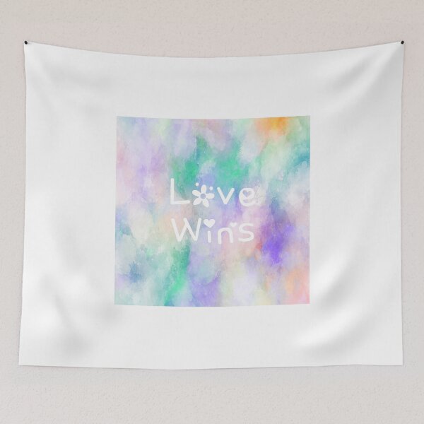 Item preview, Love Wins Rainbow Watercolor Square Hippie Text designed and sold by everything4eva.
