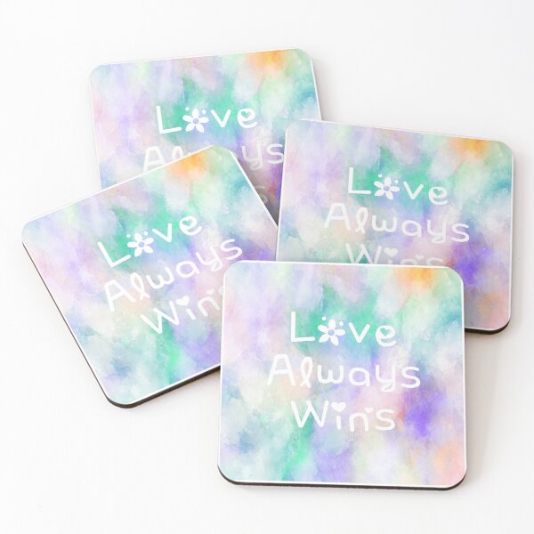 Item preview, Love Always Wins Rainbow Watercolor Square Hippie Text designed and sold by everything4eva.
