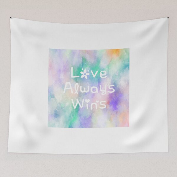Item preview, Love Always Wins Rainbow Watercolor Square Hippie Text designed and sold by everything4eva.