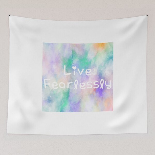 Item preview, Live Fearlessly Rainbow Watercolor Square Hippie Text designed and sold by everything4eva.