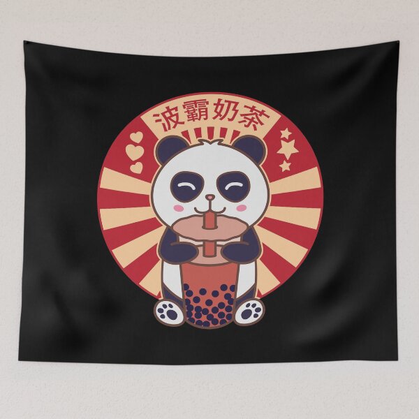 Item preview, Kawaii Panda Drinking Bubble Boba Tea designed and sold by Art by s2ray.
