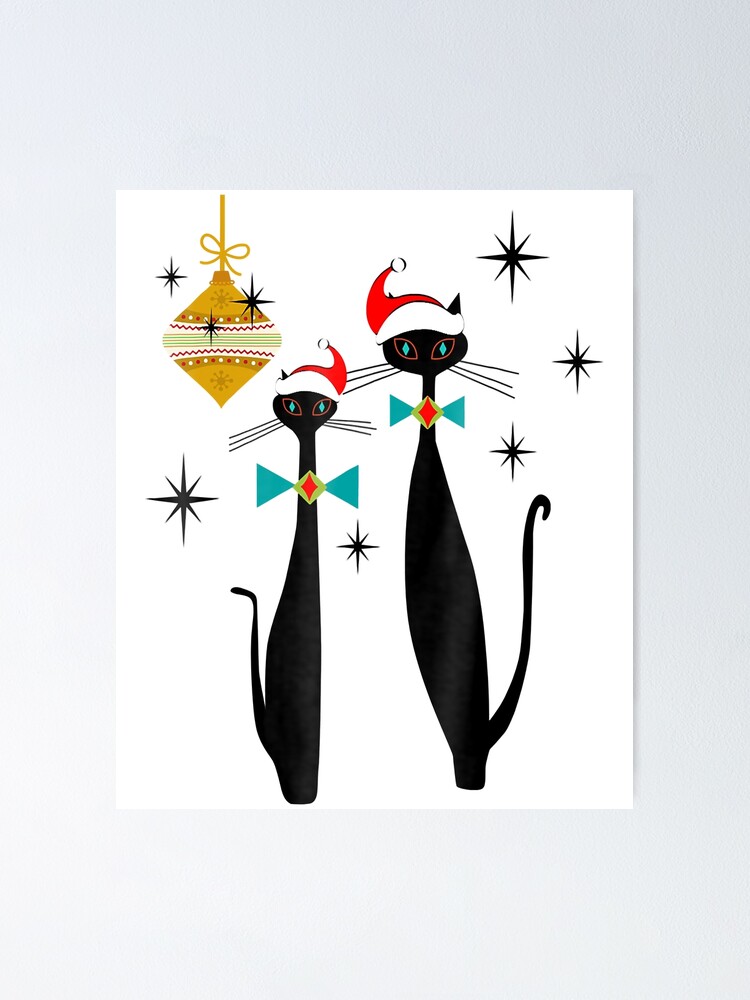 "Retro Mid Century Modern Cool Cat Christmas t-Shirt" Poster for Sale ...