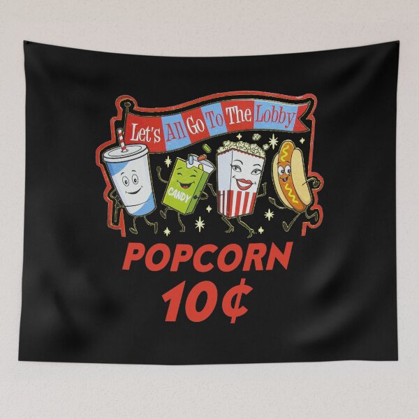 Item preview, LET'S ALL GO TO THE LOBBY POPCORN 10 Cents White Retro Vintage Food Movie Theatre designed and sold by kwiebe34.