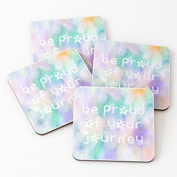 Item preview, Be Proud of Your Journey Rainbow Watercolor Square Hippie Text designed and sold by everything4eva.