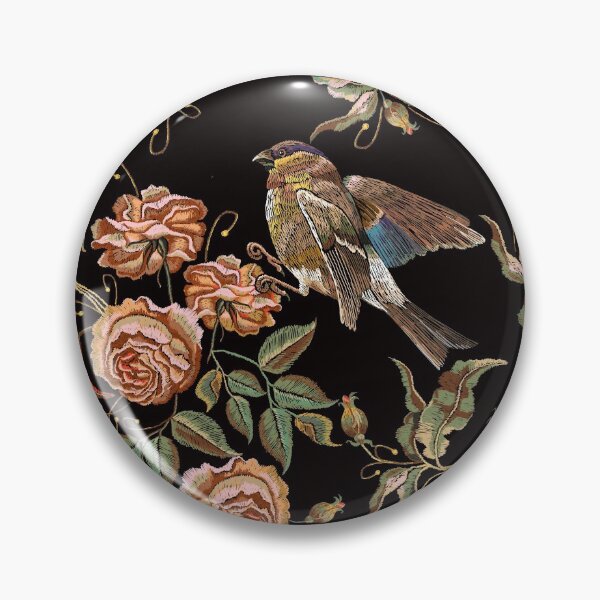 Item preview, Roses and bird, vintage embroidery designed and sold by matrioshka.