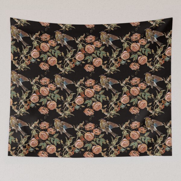 Item preview, Roses and bird, vintage embroidery designed and sold by matrioshka.