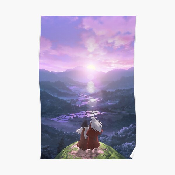 cielo púrpura en la montaña Póster