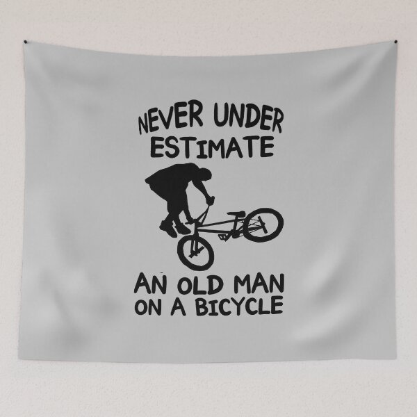 Item preview, Never Under Estimate An Old Man On A Bicycle designed and sold by aktiveaddict.