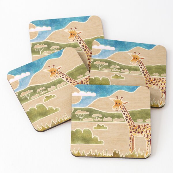 Item preview, Cute Giraffe in the Savannah, Batik silk painting style designed and sold by Kelly Lees.