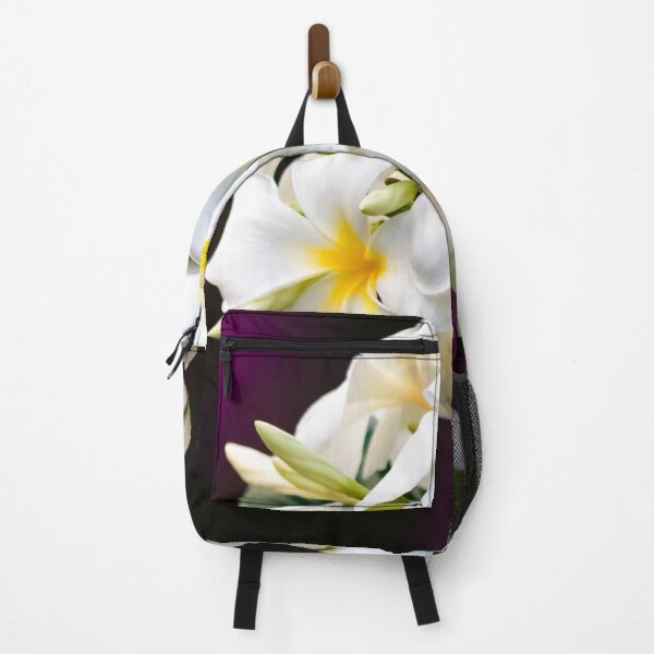 Item preview, White plumeria blossom on purple background designed and sold by SvetlanaSF.