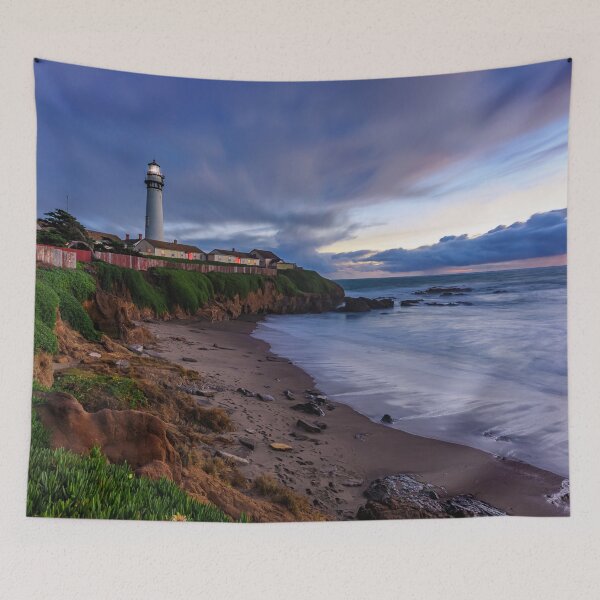 Item preview, Sunset at a Lighthouse on Pacific Ocean coastline in California designed and sold by SvetlanaSF.