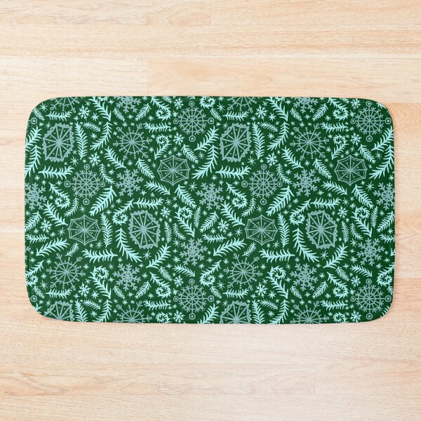 Item preview, Snowflakes and Frost Pattern - Ice Blue & Pine Green designed and sold by EcoElsa.