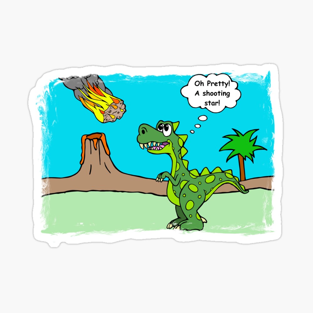 Cartoon Dinosaur Running Away Meteor Stock Vector (Royalty Free