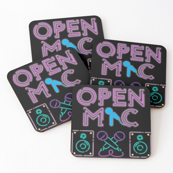 Item preview, Open Mic Neon Sign Tshirt Tee Shirt Cute Funny Kawaii Graphic Cartoony Design for Apparel Accessories Home Decor Skins Totes Bags Wall Art Stickers designed and sold by Rocbebe.