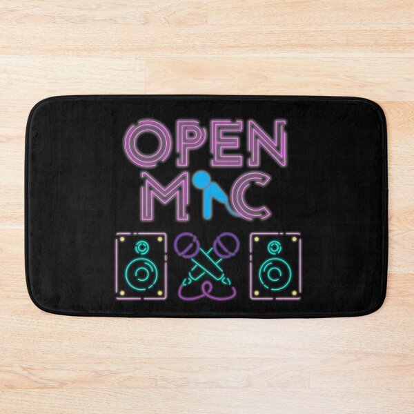 Item preview, Open Mic Neon Sign Tshirt Tee Shirt Cute Funny Kawaii Graphic Cartoony Design for Apparel Accessories Home Decor Skins Totes Bags Wall Art Stickers designed and sold by Rocbebe.