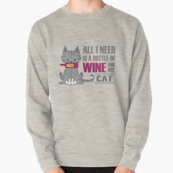 Wine and Cats Pullover Sweatshirt