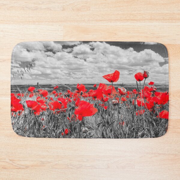 Item preview, Selective red colour poppies in field with clouds designed and sold by Kevin Hellon.