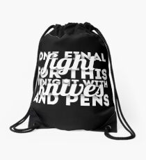 Knives and Pens (Black) Drawstring Bag