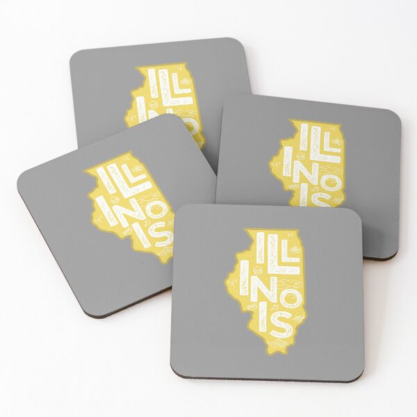 Item preview, Illinois Map Typography Gold designed and sold by HelloGentry.