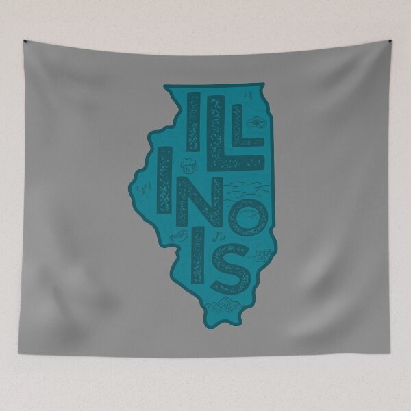 Item preview, Illinois Map Typography Navy designed and sold by HelloGentry.