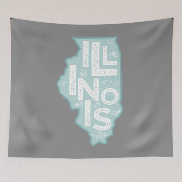 Item preview, Illinois Map Typography Blue designed and sold by HelloGentry.