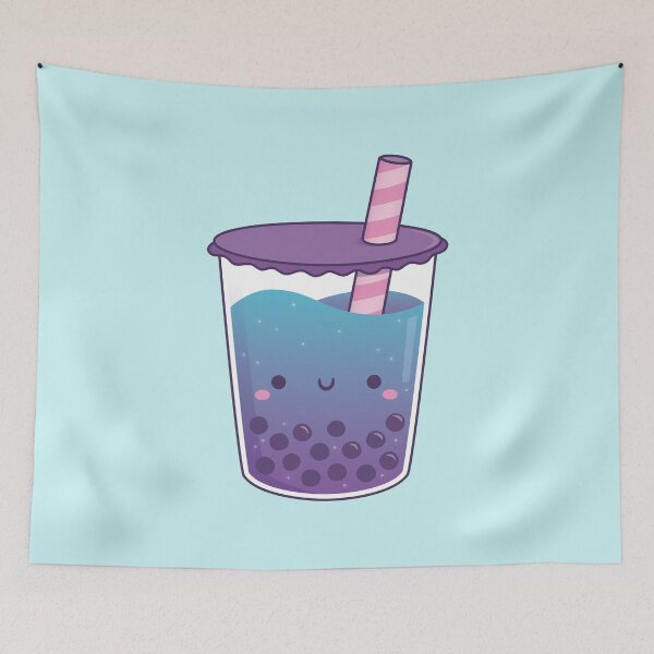 Item preview, Cute Galaxy Butterfly Pea Flower Boba Tea Doodle designed and sold by rustydoodle.