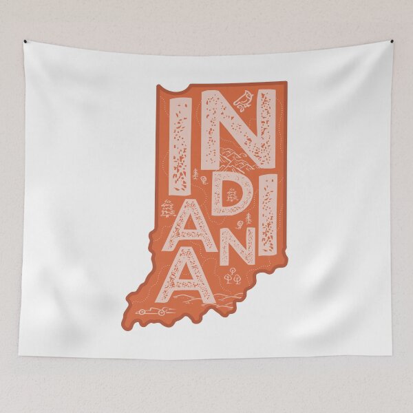 Item preview, Indiana Map Typography Red designed and sold by HelloGentry.