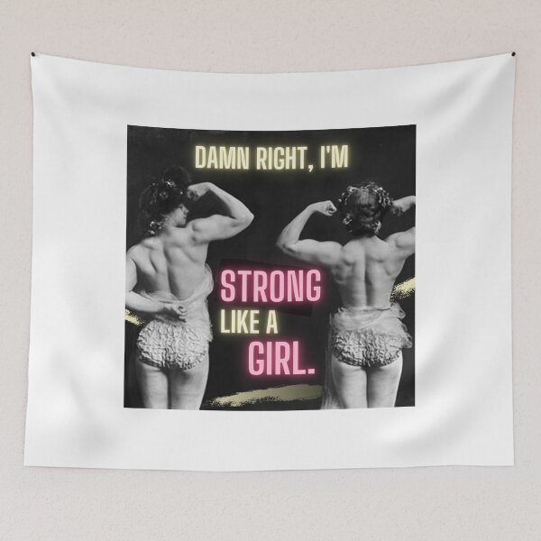 Item preview, Damn Right, I'm Strong Like A Girl  designed and sold by TeeKid.