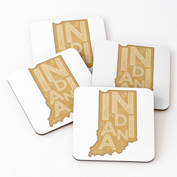 Item preview, Indiana Map Typography Brown designed and sold by HelloGentry.