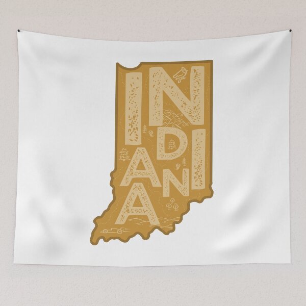 Item preview, Indiana Map Typography Brown designed and sold by HelloGentry.
