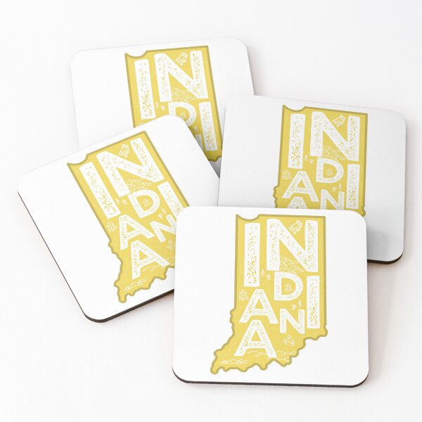 Item preview, Indiana Map Typography Gold designed and sold by HelloGentry.