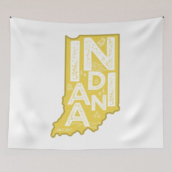 Item preview, Indiana Map Typography Gold designed and sold by HelloGentry.
