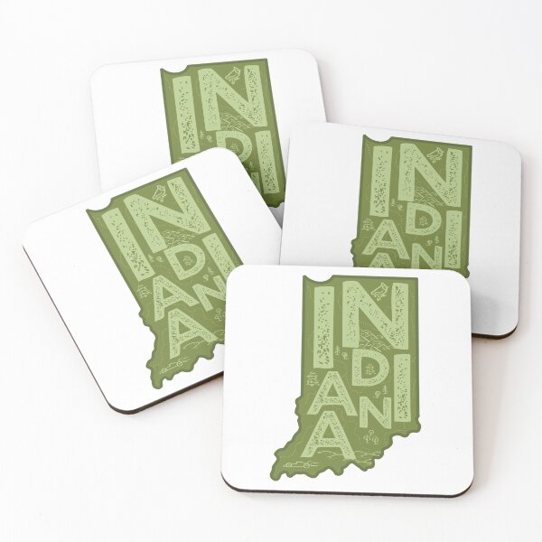 Item preview, Indiana Map Typography Green designed and sold by HelloGentry.