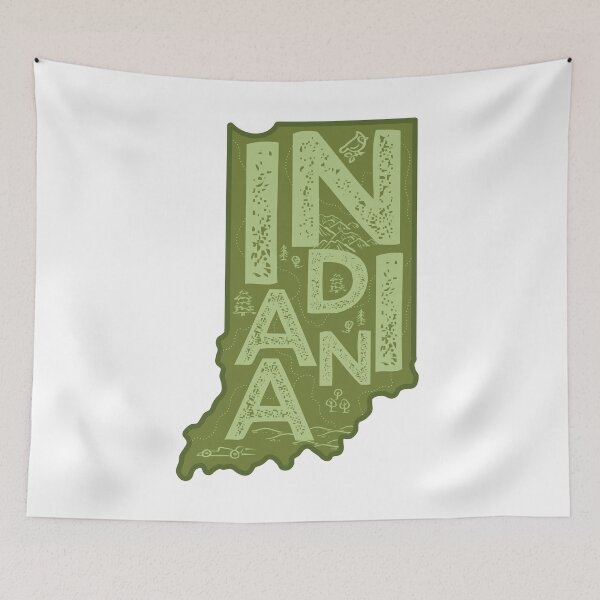 Item preview, Indiana Map Typography Green designed and sold by HelloGentry.