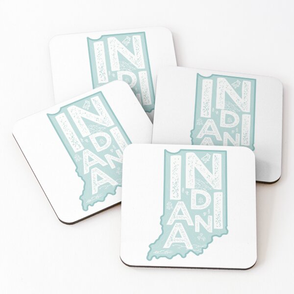 Item preview, Indiana Map Typography Blue designed and sold by HelloGentry.