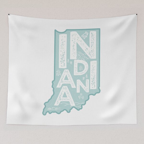 Item preview, Indiana Map Typography Blue designed and sold by HelloGentry.