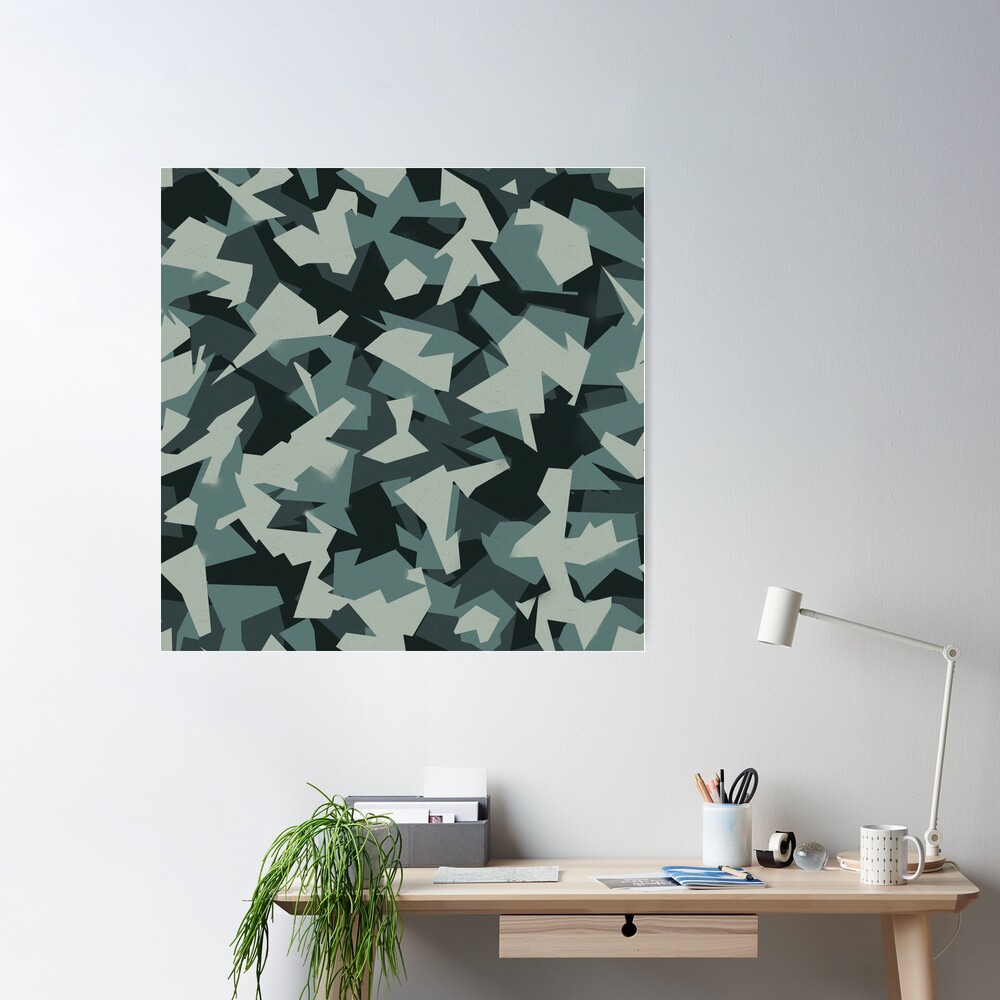 Camouflage Splinter Pattern Blue Art Print by insitemyhead - X-Small